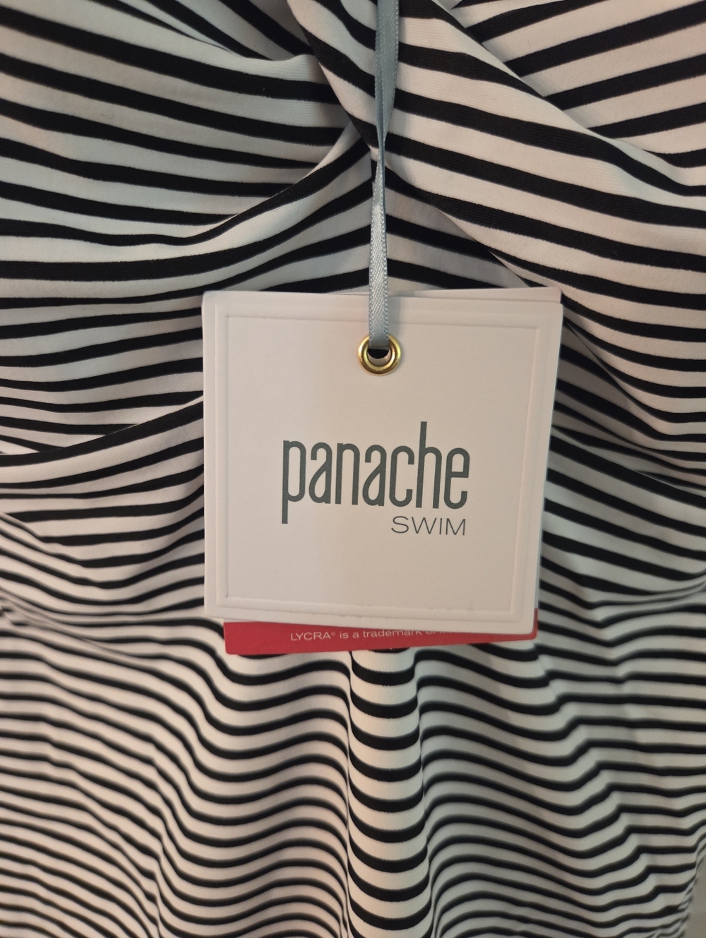Panache Swim Anya Stripe Bandeau Tankini Top 36FF Convertible Retro Ruched NWT - Picture 6 of 8